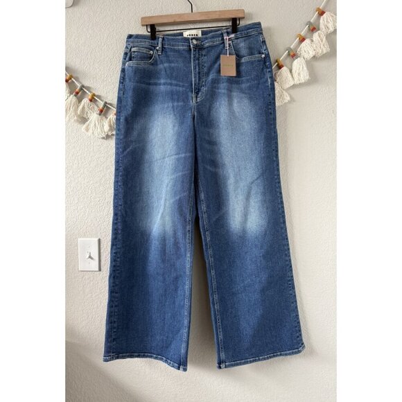 Boden High Rise Wide Leg Jeans Mid Vintage Wash Denim Boho Baggy NWT 32L - Picture 1 of 11